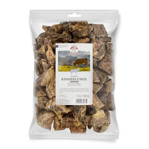 SISSI & FRANZ Rinderlunge, 500g, fettarmer, weicher Kausnack für Hunde, besonders gut geeignet für Welpen und Senioren