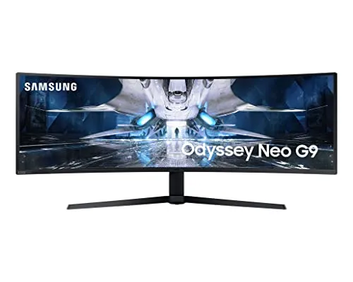 SAMSUNG Odyssey Neo G9 Curved Monitor 49 Zoll - QLED-Monitor mit 49 Zoll und DQHD Auflösung, bietet atemberaubende Bildqualität dank Quantum-Matrix-Technologie und einer Bildwiederholfrequenz von 240 Hz für ein unvergleichliches Gaming-Erlebnis.