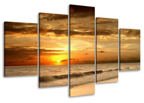 Visario Bild auf Leinwand 100 cm Nr 6407 Strand fertig gerahmte Bilder 5 Teile Marke original Leinwandbilder