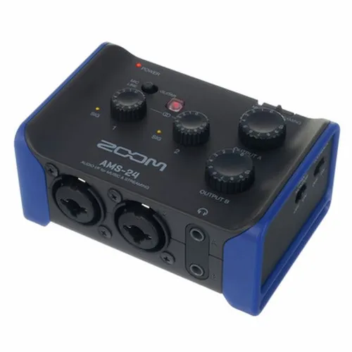 Zoom AMS-24 Audio Interface für Musikaufnahme & Streaming - Audio-Interface für Musiker, ideal für Solo-Streams und Multi-Instrument-Sessions. Mit rauscharmen Vorverstärkern und einfachem Umschalten zwischen Aufnahme und Livestreaming.
