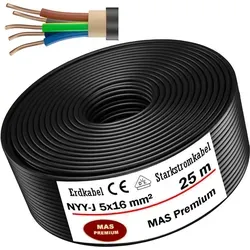 25m NYY-J 5x16 mm2 Erdkabel Starkstromkabel von MAS Premium