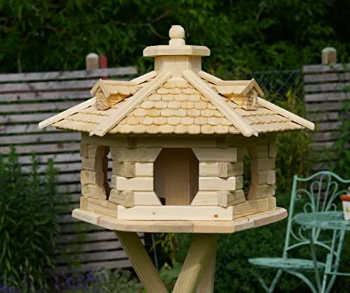 Vogelhaus V16 Natur mit Holzschindeldach von Deko Shop Hannusch