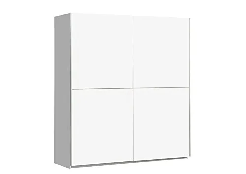 Forte WINNER Schrank 170 - Moderner 2-türiger Schwebetürenschrank in Weiß Matt, bietet viel Stauraum mit 2 Einlegeböden und 2 Kleiderstangen, ideal für Schlafzimmer und Jugendzimmer.
