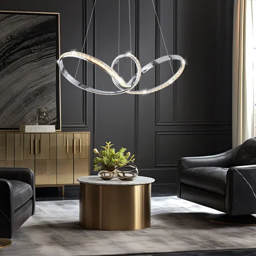 Pendellampe Simply Dim Chrom Kristall 39W - Lampen: Elegante Hängeleuchte mit stufenloser Dimmfunktion und Memoryfunktion, sorgt für warmweißes Licht und ein schönes Lichtspiel durch Kristallabdeckung.