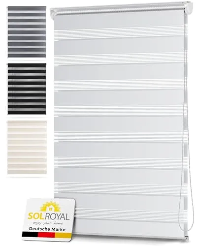 Sol Royal Doppelrollo 60 cm breit DL2 – Doppelrollo Klemmfix ohne Bohren 60x220 cm – Fensterrollo Innen Rollos für Fenster ohne Bohren – Sicht & Sonnenschutz Duo Rollo Fenster Rollos für Innen Weiß