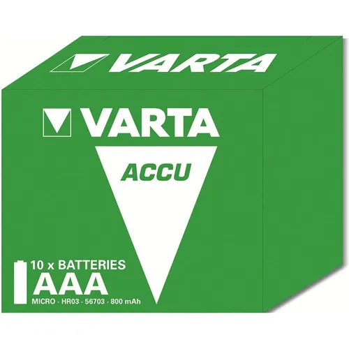 VARTA 10 Akku AAA 800mAh - Wiederaufladbare NiMH Akkus - Batterien & Akkus – 10er Karton mit langlebigen 800mAh Akkus, ideal für umweltbewusste Verbraucher und hohe Energieeffizienz.