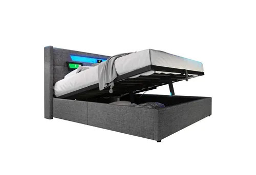 Odikalo Polsterbett Jugendbett Doppelbett Stauraum Bettgestell 160x200(Mit Matratze)