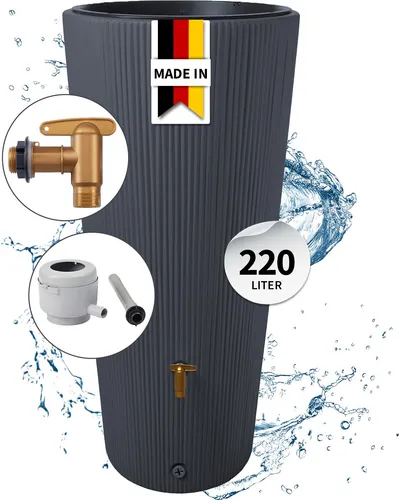 4rain Regentonne VASO 2in1 DECOR Regenspeicher 220 L graphite grey