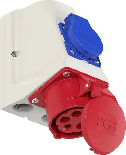 SIROX CEE-WD 16A,5p.6h, 400V, IP44 rot mit integrierter Steckdose