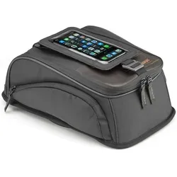 Givi Corium CRM108 Tankrucksack 8L - Schwarz/Braun - Motorradtasche mit 8L Volumen, perfekt für Retro- und Café-Racer-Stil. Hergestellt aus hochfestem, wasserabweisendem 1200D Polyester, bietet sie praktische Seitentaschen und eine abnehmbare Handytasche.