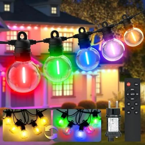 LED Lichterkette Außen mit Fernbedienung, 8m, warmweiß & Farbwechsel