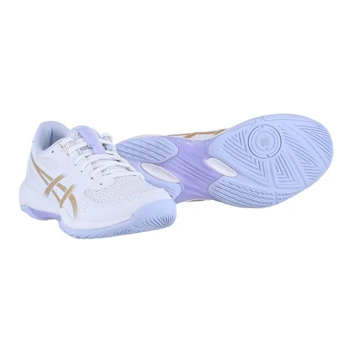 Asics Gel Rocket 12 Hallen-Indoorschuhe für Damen - Squashschuhe Damen mit optimaler Balance zwischen Stabilität und Flexibilität, ideal für sicheres Spiel auf dem Court. Modell 2025 in Weiß/Hellblau.