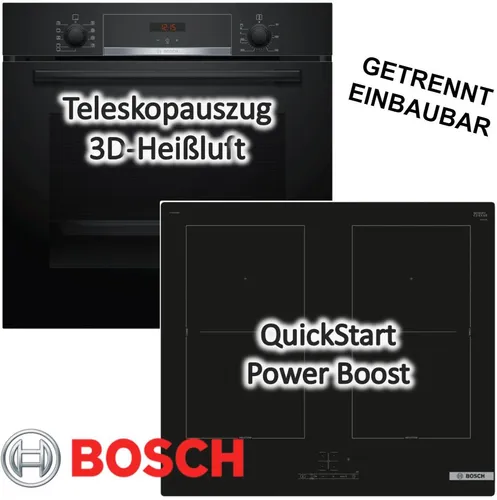 HERDSET BOSCH Backofen + Flächen-Induktionskochfeld 60cm