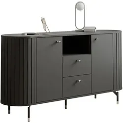 Produktbild Geriffelte Kommode SENTO 190 cm – Modernes Design mit 3 Schubladen und 2 Türen