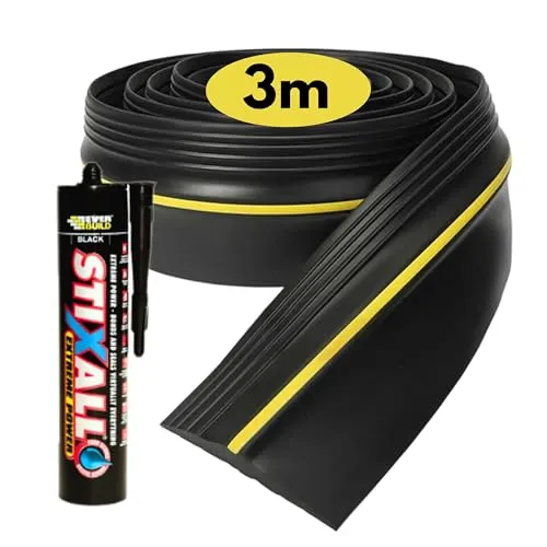 Universelle Garagentor Dichtung Schwellenstreifen 3m (118,11'') mit extra starkem Klebstoff - DIY Premium Qualität Bodengummi-Gummilippe für Türen, Zugluftdichtung, Wetterschutz