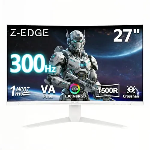 Z-Edge 27 Zoll Curved Gaming Monitor 280Hz 1ms FHD 1080p 1500R Eye-Care | UG27S 130% sRGB, 4000:1 Kontrast, FreeSync, Blaulichtfilter, Flicker-Free, 2xHDMI 2.0 & 2xDP 1.4, VESA Mount