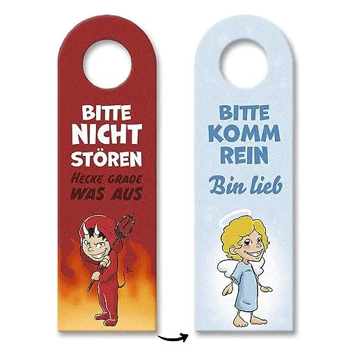Bitte nicht stören - komm rein Türhänger 3er Set mit Teufelchen und Engelchen für deine Kinder damit sie dir zeigen können ob du gerade eintreten darfst oder besser nicht