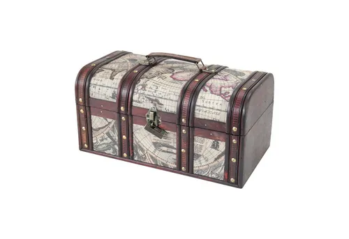 HMF Schatzkiste Kuba – Dekorative Holzkiste mit Metallschloss - Kisten aus hochwertigem Holz, handgefertigt mit Vintage-Charme und ideal zur Aufbewahrung von Schätzen oder als Dekoration.