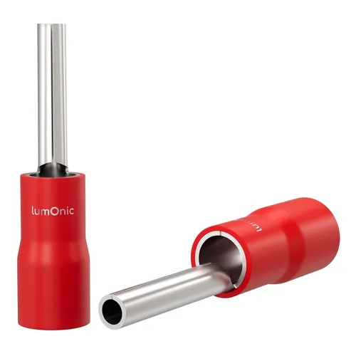 25x Stiftgabelschuh teilisoliert 0,5-1,5mm² Rot Ringzunge Kupfer verzinnt