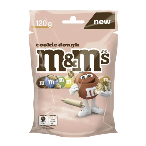 M&M’s Cookie Dough – Knackige Schokolinsen mit Keksteiggeschmack - Praktische 120g-Packung mit M&M’s Cookie Dough, ideal als Snack für unterwegs oder im Büro. Perfekt für Partys, Geschenke und besondere Anlässe. Die bunten Schokolinsen sorgen für Genuss und Freude bei jedem Event!