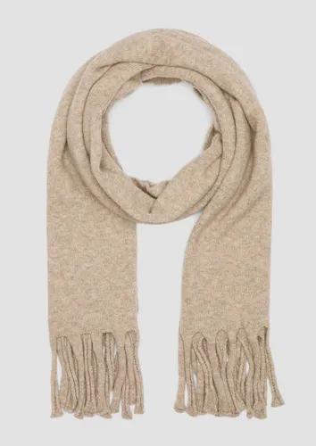 s.Oliver Schal - Eleganter Damen Schal in Wolloptik, mit Fransendetails und elastischem Strickmuster für optimalen Tragekomfort.