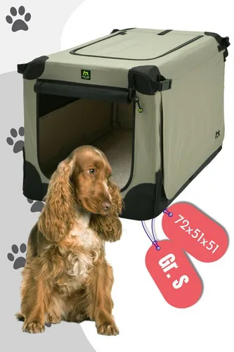 Melson Soft Kennel 72 S – beige - Faltbare Hundebox für sichere Reisen und gemütliche Rückzugsorte. Robust und leicht, mit atmungsaktiven Mesh-Gittern und wasserdichtem Boden für sorgenfreies Reisen.