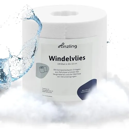 Hinzling Windelvlies – Windelvlies Rolle mit ca. 100 Blatt – Windeleinlage als oberste Schicht in Stoffwindeln – Angenehmes Entfernen des großen Geschäfts aus Windeln – Windeleinlagen Baby