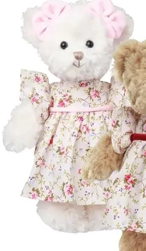 Bukowski Teddybär Elisa mit Kleid pink 25 cm - Stofftier & Teddybär aus kuschelweichem Plüsch, handwaschbar bis 30°C und perfekt für Kinder und Sammler.