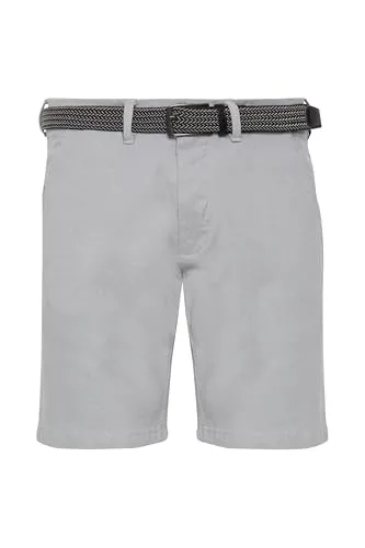 Indicode IDLozano Herren Chino Shorts – Stretch Bermuda mit Gürtel in Light Grey - Klassische Chino Shorts mit elastischem Gürtel für hohen Tragekomfort. Ideal für den Sommer, vielseitig kombinierbar mit T-Shirts oder Hemden. Aus nachhaltig produzierter Baumwolle für verantwortungsvolle Mode.