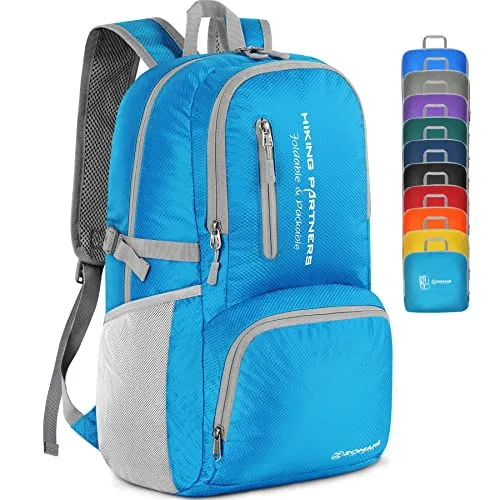 ZOMAKE Leicht Faltbarer Rucksack 35L Packbare Backpacks,Kleiner Rucksäcke Wanderrucksack Wasserdicht Rucksäcke für Damen Herren Outdoor Wandern(Hellblau)