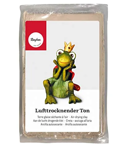 Rayher Lufttrocknender Ton, weiß, 500 g, Modelliermasse, lufthärtend, weich, geschmeidig, ohne brennen, 3449902