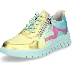 Waldläufer 913005-302 Chicago Jump Velour-Hydro Sonne GELB/Tuerkis Gr. 40 - Wanderschuhe mit herausnehmbarer Decksohle und Wechselfußbett für Massageeffekt, ideal für lose Einlagen und optimalen Komfort.