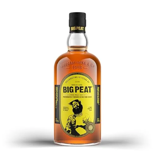 Douglas Laing BIG PEAT 15th Anniversary Edition Whisky - Islay Blended Malt Scotch in Geschenkbox, einzigartiger rauchiger Geschmack dank Torf und Aromen von Waldbeeren und dunkler Schokolade.