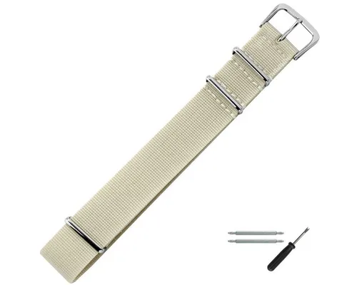 MARBURGER Uhrenarmband 18mm Textil Perlon Beige