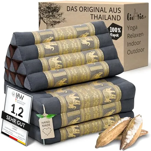 livasia Sitzsack Thaikissen Deluxe – vegan und handgefertigt - Sitzsäcke aus 100% Kapok, pflegeleicht und wasserabweisend. Ideal für entspannte Stunden im asiatischen Stil.