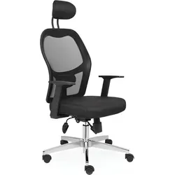 Luxus Schwarzer Bürostuhl - Gepolsterter Chefsessel - Eleganter und moderner Chefsessel in Schwarz, mit komfortabler Polsterung und langlebigem Kunstleder. Ideal für ergonomisches Sitzen im Büro.