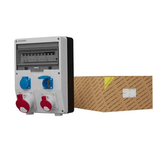Stromverteiler DV-S/FI 16A 32A 2x230V - Baustromverteiler von Doktorvolt - Sonstige Elektroinstallationsartikel mit IP54 Schutz, ideal für Baustellen, ausgestattet mit zwei 16A und einer 32A Steckdose für vielseitige Anwendungen.