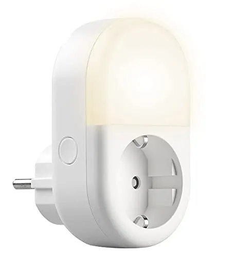 Luminea Home Control LED Licht mit Steckdose: WLAN-Steckdose mit smartem LED-Nachtlicht, App & Sprachsteuerung, 16 A (Nachtlicht Steckdose Zeitschaltuhr, Nachtlicht mit Timerfunktion, fernsteuerbar)