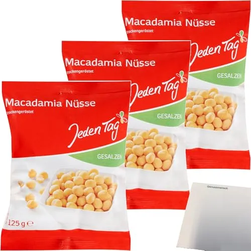 usy Bundle für Jeden Tag Macadamia-Nüsse gesalzen 3er Pack (3x125g Packung) + usy Block