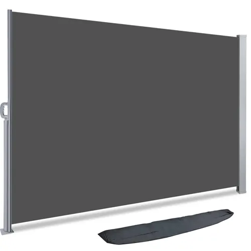 VOUNOT Seitenmarkise Ausziehbar Sichtschutz Seitenrollo Markise 1.8x3m Grau