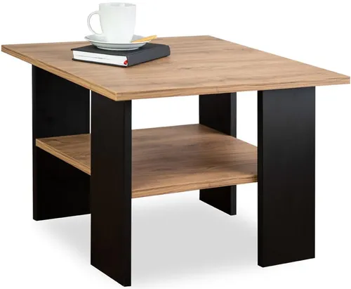 Meble Pitus Couchtisch ST1 – Quadratisch 60x60 cm in Eiche Wotan und Schwarz