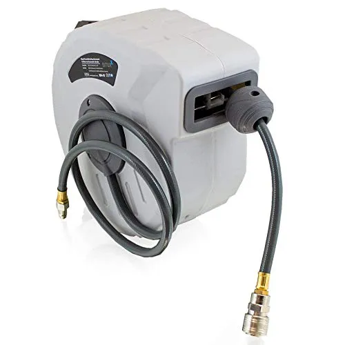 BITUXX® Druckluft Schlauchtrommel 10m - Schlauchaufroller für Wandmontage, mit automatischer Aufrollung und 180° Schwenkbarkeit für Ordnung im Arbeitsplatz und lange Lebensdauer des robusten PU Schlauchs.