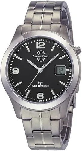 Master Time Funk Quarz Herren Uhr mit Titan Armband - Armbanduhren für Herren, sportliche Funkuhr aus Titan, wasserdicht bis 5 Bar, mit ewiger Kalenderfunktion und langer Batterielebensdauer.