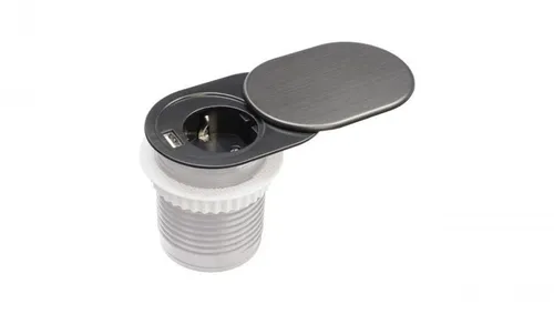 Möbelsteckdose mit 1x 230V Schuko und 1x USB-A Anschluss