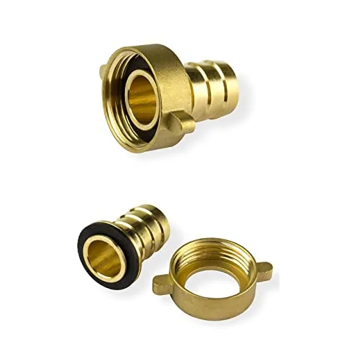 Messing Schlauchverschraubung 1 1/2 Zoll x 32 mm (1 1/4) 2-teilig Schlauchanschluß Wasserhahn Auslaufventil Tülle