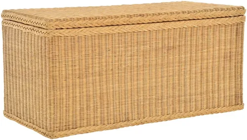 Wäschetruhe aus Rattan mit Stoffinlett (Honig, MAX) in beige von Krines Home