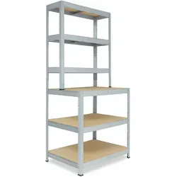 shelfplaza Schwerlastregal PROFI 190x100x60cm - Schwerlastregal mit Werkbank, ideal für Werkstätten und Lager, bis zu 166 kg Traglast pro Boden für optimale Stabilität und Ordnung.