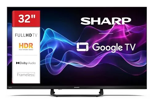 Sharp 32HF3965E 32 Zoll QLED Fernseher mit Google TV – Full HD Smart TV mit HDR und Bluetooth