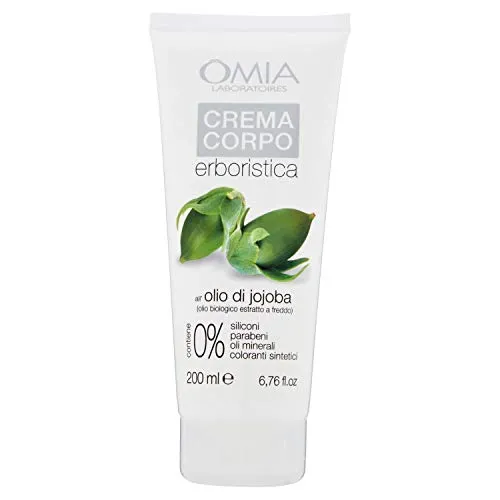 Omia Pflanzliche Körpercreme mit Jojobaöl, erweichende und pflegende Creme, ideal für sehr trockene und raue Haut, feuchtigkeitsspendende und pflegende Wirkung, dermatologisch getestet, 200 ml