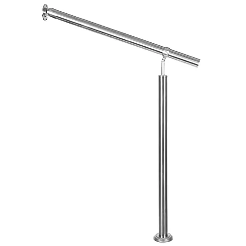 Edelstahl Handlauf Treppengeländer Geländer für Treppe Treppen mit Wandhalter seitliche Montage Wand Halterung Auswahl Länge mit Montagematerial Handläufe V2Aox, Länge:90 cm